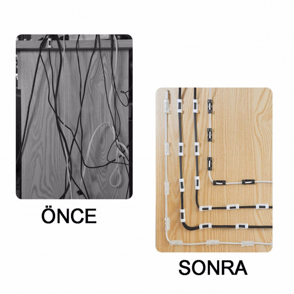 20'li Yapışkanlı Kablo Düzenleyici Ve Toplayıcı Klips - 2