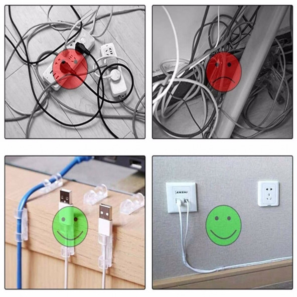 20'li Yapışkanlı Kablo Düzenleyici Ve Toplayıcı Klips - 7