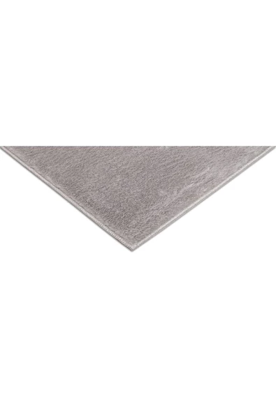 My Evilla Modern Dekoratif Halı Jel Kaymaz Taban  Peluş  Puffy Yuvarlak  Gri - 4