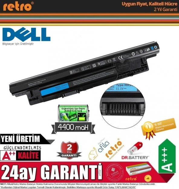 Dell inspron 14 3421 14 3437 14 5421 Notebook Bataryası, Pili - 6 Cell (11.1V) - Resim 4