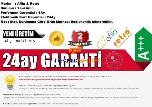 Casper Nirvana MB51, MB51IA1 Notebook Bataryası - Beyaz - 6 Cell - 65Wh - Resim 5