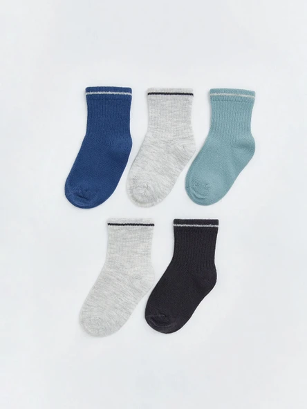 LCW baby Mavi Basic Erkek Bebek Soket Çorap 5'li