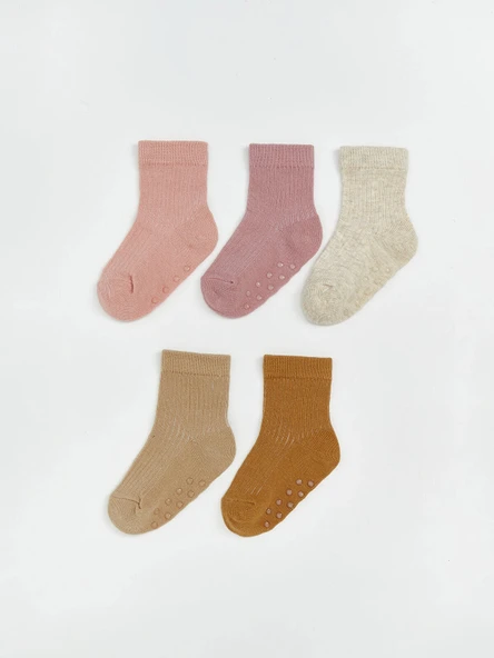 LCW baby Lila Basic Kız Çocuk Soket Çorap 5'li