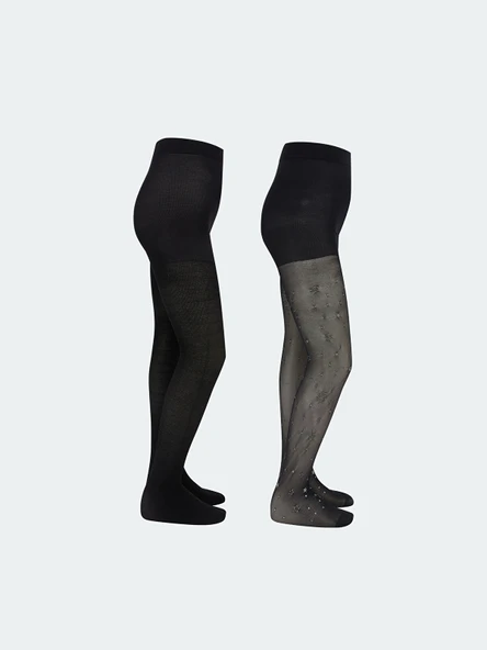 LCW Kids Siyah Kız Çocuk Ince Külotlu Çorap 2'li