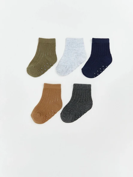 LCW baby Haki Basic Erkek Bebek Soket Çorap 5'li