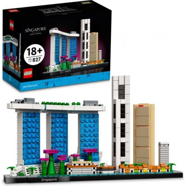 LEGO® Architecture Şehir Yapıları Koleksiyonu: Singapur 21057 - Yetişkinler İçin Koleksiyonluk Sergilenebilir Model Yapım Seti (827 Parça)