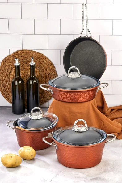 7 Parça Dövme Desen Tencere Seti CKR3292