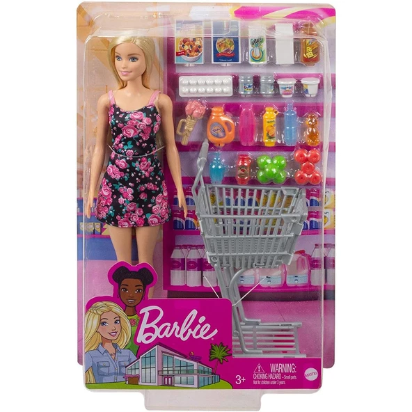 Orjinal Barbie Süpermarkette Alışverişte Oyun Seti Barbie ve Alışveriş Arabası - Resim 2