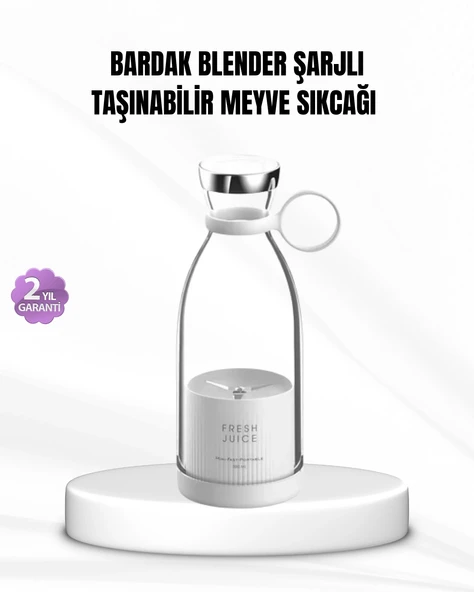 HERŞEYTREND Şarjlı Portatif Blender – Gıda Sınıfı Malzeme, 10 Kullanımlık Pil, Mini Boy ve Hafif Tasarım