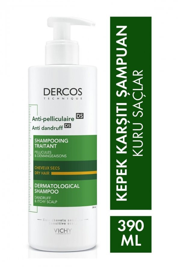 Vichy Dercos Anti-Pelliculaire Dandruff Kepek Karşıtı Şampuan 390 Ml Kuru Saçlar