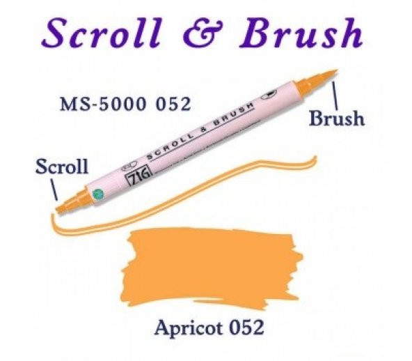 Zig Scroll & Brush Çift Çizgi ve Fırça Uçlu Kaligrafi Kalemi 052 Kayısı