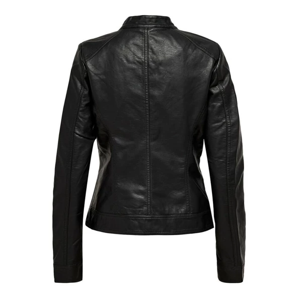ONLY Bayan Slim Fit Siyah Renk Deri Ceket 15081400 - 7