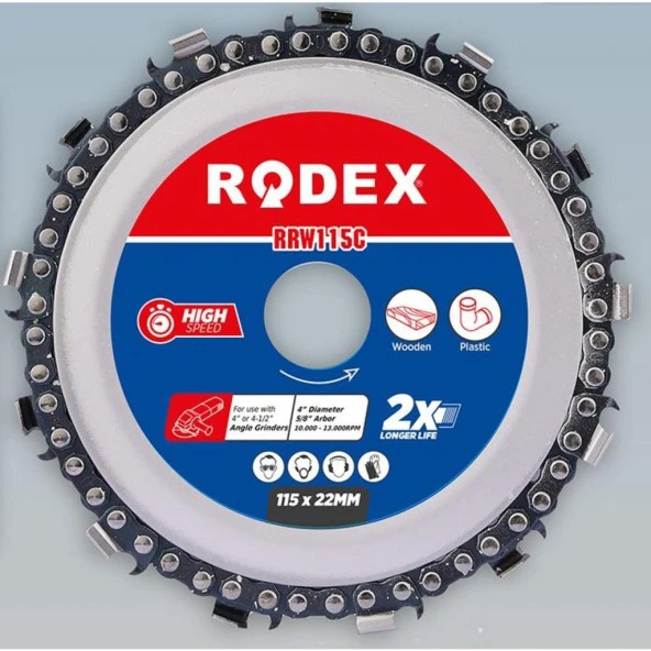 Rodex Zincirli Ahşap İşleme Oyma Kesme Disk 115 MM