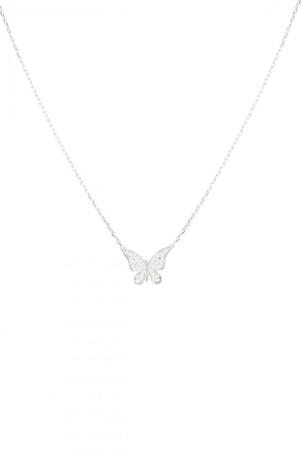 925 Ayar Zarif Model Minimal Kelebek Gümüş Bayan Kolye - 3