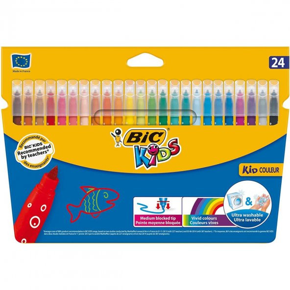 Bic Kids Süper Ultra Yıkanabilir Keçeli Boya Kalemi Yıkanabilir Keçeli Kalem 24 lü