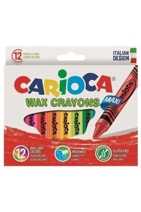 Carioca Pastel Boya Wax Maxı Yıkanabilir 12 Li Yıkanabilir Pastel Boya