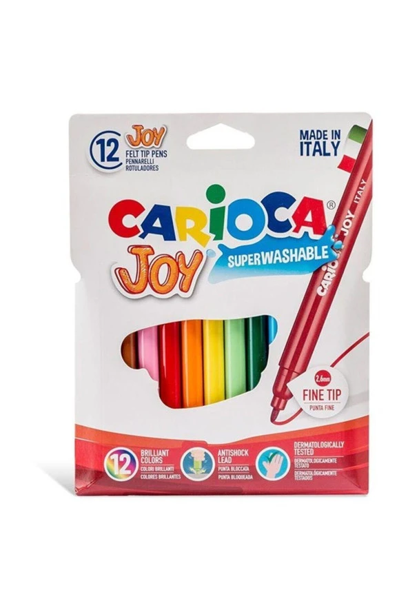 Carioca Joy Keçeli Boya Kalemi Yıkanabilir 12'li Yıkanabilir Keçeli Boya