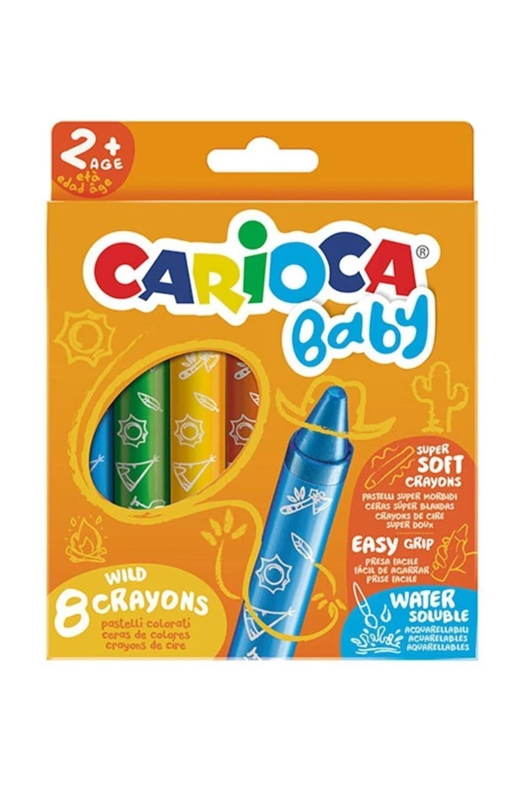Carioca Jumbo Bebek Yumuşak Pastel Boya Kalemi 8'li Yıkanabilir 2 Yaş+