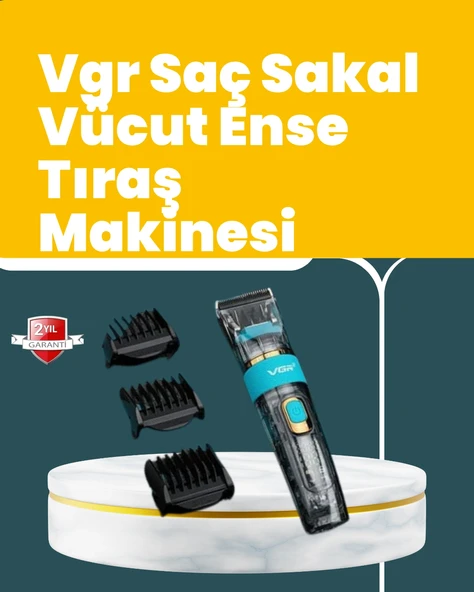 HERŞEYTREND VGR V-695 Saç ve Sakal Kesme Makinesi LED Ekranlı 5 Uzunluk Ayarı