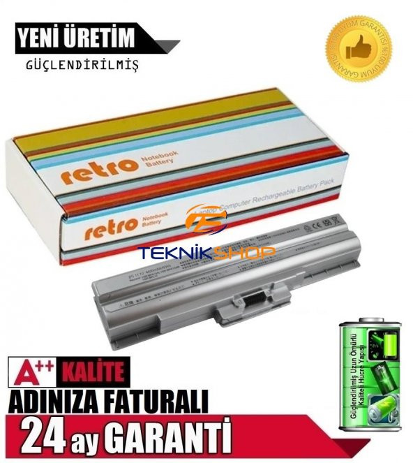 Sony Vaio PCG-81212M, PCG-81213M Notebook Bataryası - Pili (Gümüş Gri) - 2