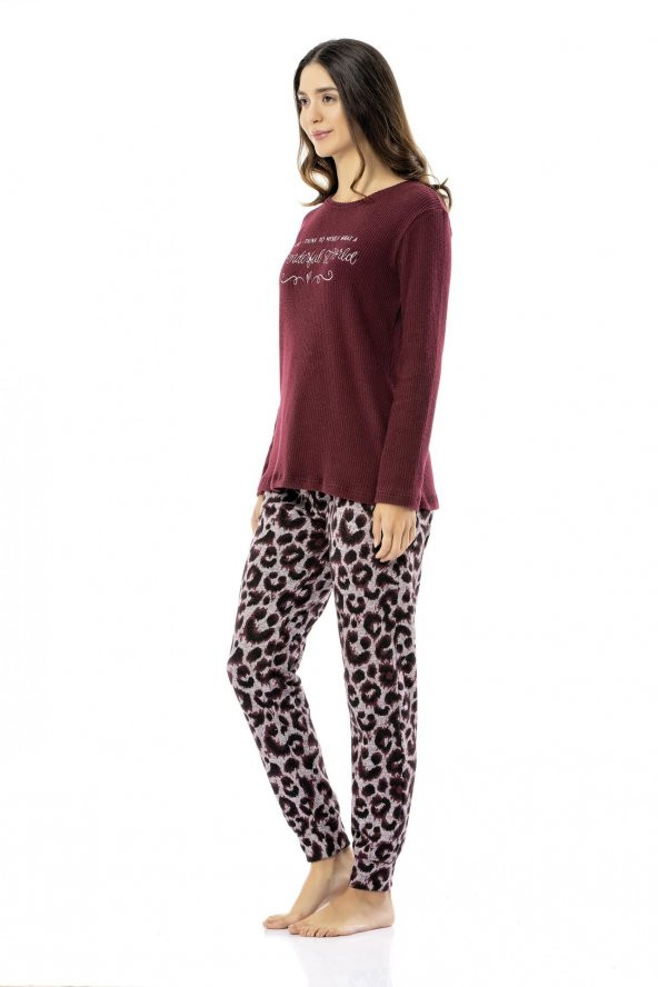 Poleren 6938 Kadın Kışlık Ev Giyim Pijama Takım - 4