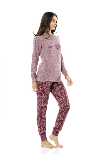 Poleren 6951 Kadın Kışlık Ev Giyim Pijama Takım - 3