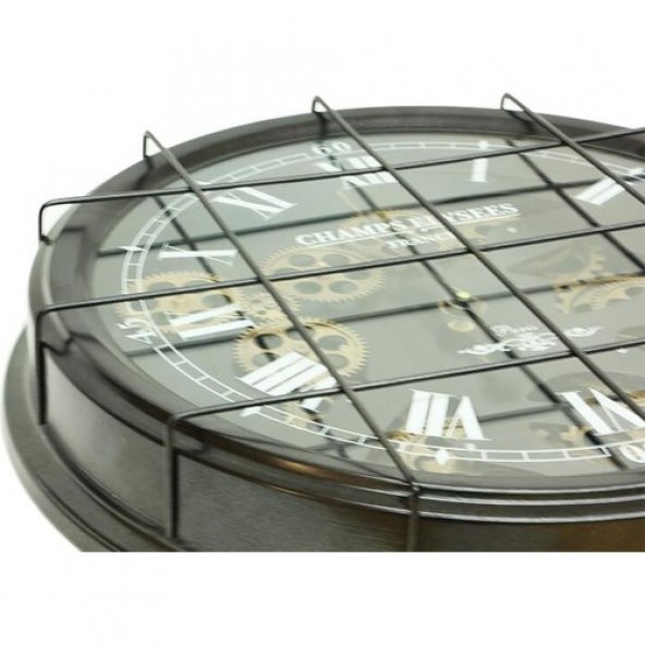 himarry Saat Çarklı Izgaralı Duvar Saati Dekoratif Ev Ofis Hediyelik - 3