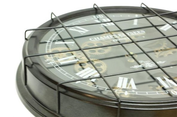 himarry Saat Çarklı Izgaralı Duvar Saati Dekoratif Ev Ofis Hediyelik - 7