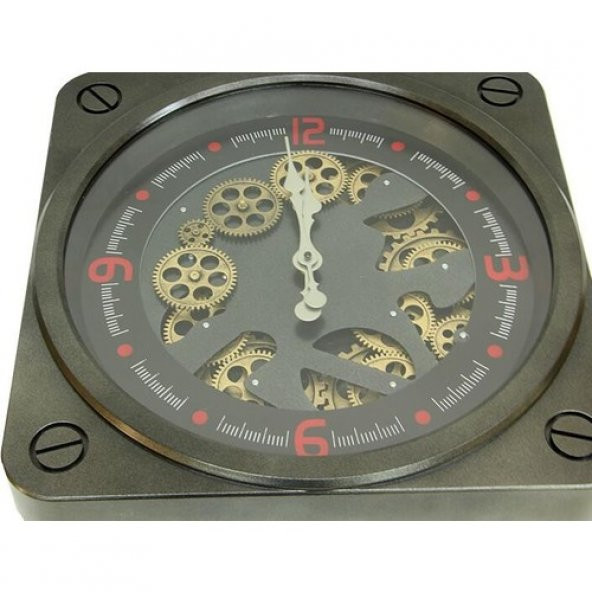 himarry Saat Çarklı Kare Duvar Saati Dekoratif Ev Ofis Hediyelik - 3