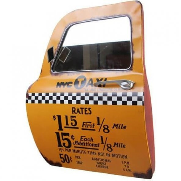 himarry Dekoratif Newyork Taxi Temalı Sarı Araba Kapısı Ayna