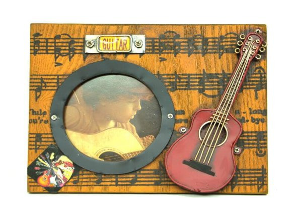 himarry Dekoratif Metal Çerçeve Gitar Dekorlu Vintage Ev Ofis Hediyelik - 2