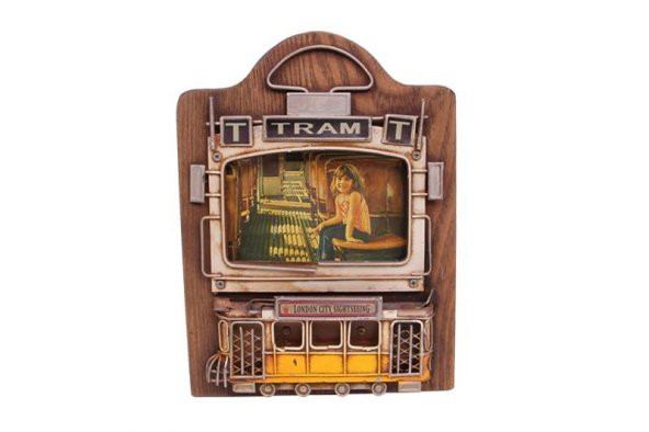 himarry Dekoratif Metal Çerçeve Tramvay Dekorlu Vintage Hediyelik - 2