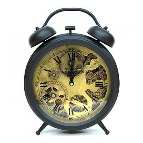 himarry Retro Masaüstü Metal Çarklı Saat Roma Rakamlı Köstek Modeli