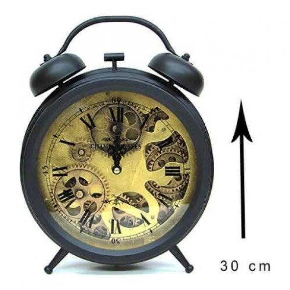 himarry Retro Masaüstü Metal Çarklı Saat Roma Rakamlı Köstek Modeli - 2