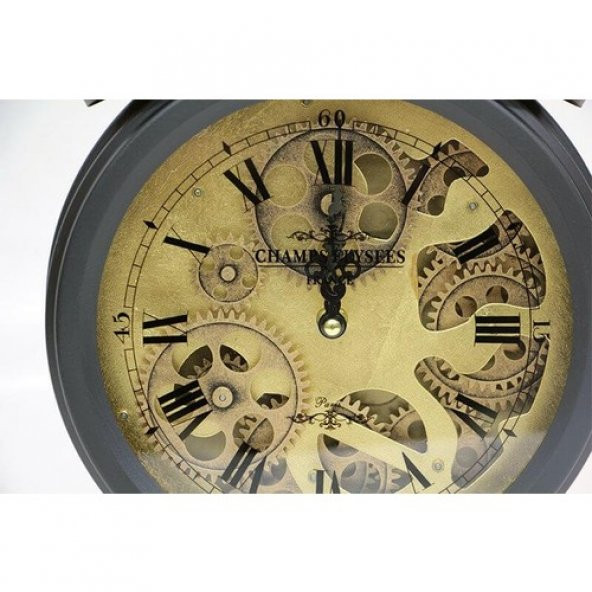 himarry Retro Masaüstü Metal Çarklı Saat Roma Rakamlı Köstek Modeli - 3