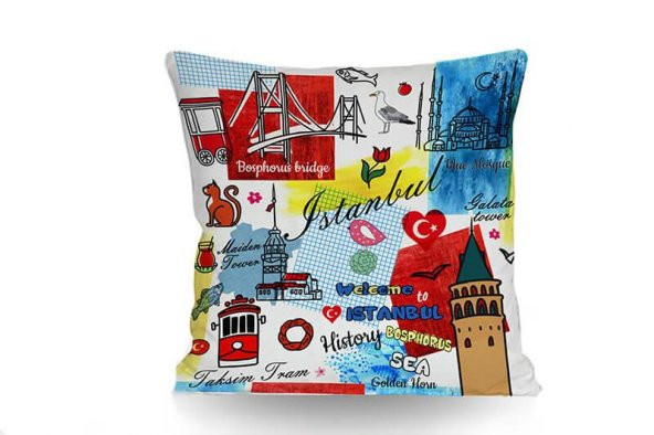 Kırlent İstanbul Temalı Yastık Kırlent Dekoratif Hediyelik - 2