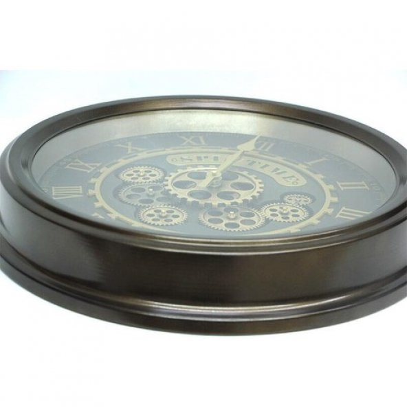 himarry Yuvarlak Spintime Yeşiloksit Çarklı Metal Duvar Saati Hediyelik - 5