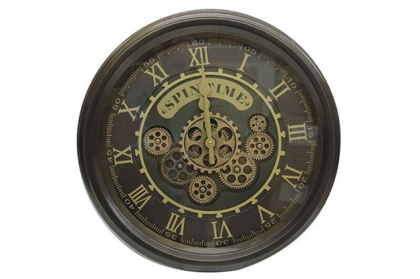 himarry Yuvarlak Spintime Yeşiloksit Çarklı Metal Duvar Saati Hediyelik - 6