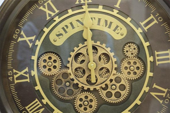 himarry Yuvarlak Spintime Yeşiloksit Çarklı Metal Duvar Saati Hediyelik - 8