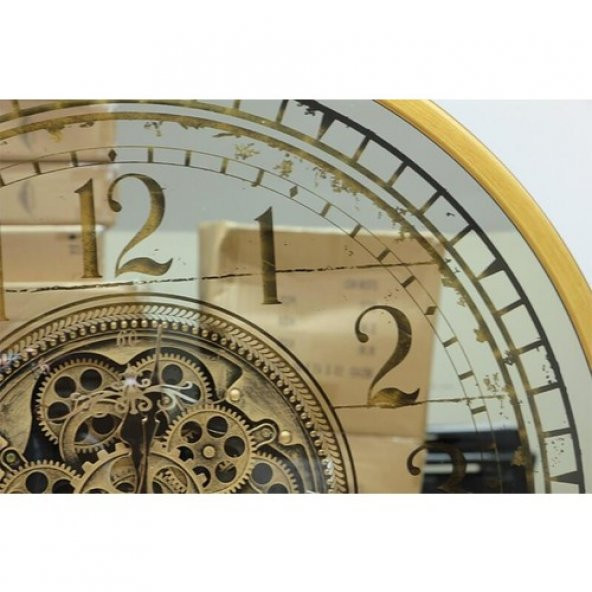 himarry Çarklı Duvar Saati Sarıoksit Akar Mekanizmalı Dekoratif Hediyelik - 4