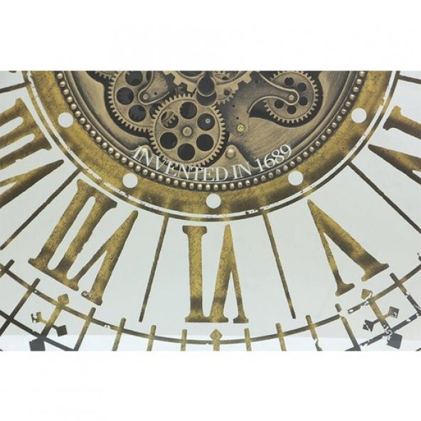 himarry Yuvarlak Roma Rakamlı Goldoksit Çarklı Metal Duvar Saati - 3