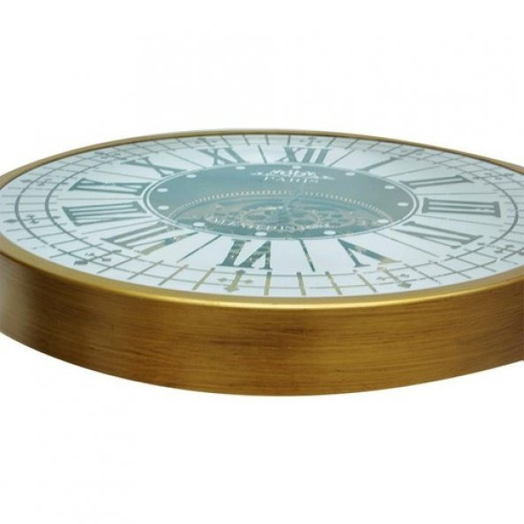 himarry Yuvarlak Roma Rakamlı Goldoksit Çarklı Metal Duvar Saati - 4