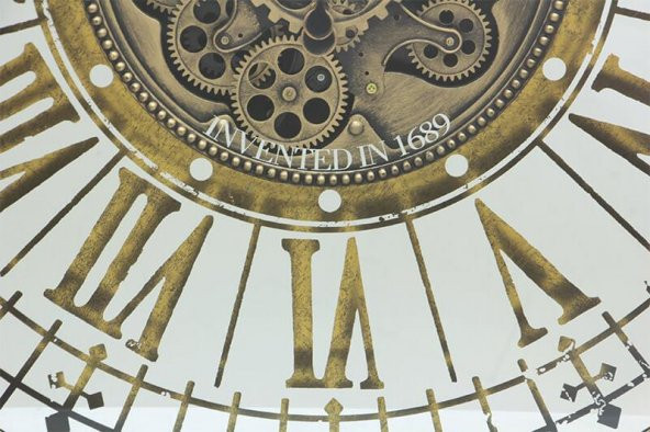 himarry Yuvarlak Roma Rakamlı Goldoksit Çarklı Metal Duvar Saati - 7