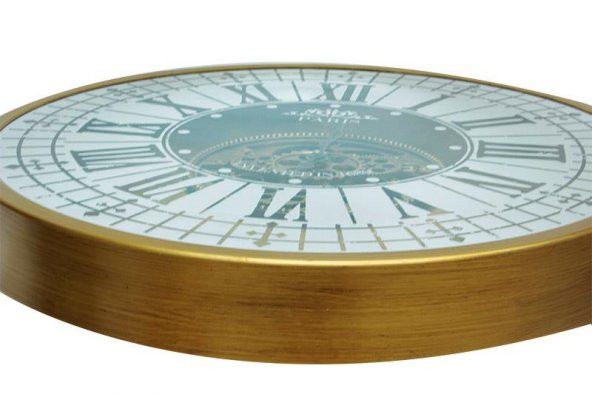 himarry Yuvarlak Roma Rakamlı Goldoksit Çarklı Metal Duvar Saati - 8