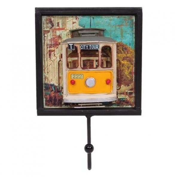 himarry Dekoratif Metal Askı Tramvay Dekorlu Retro Askılık Hediyelik