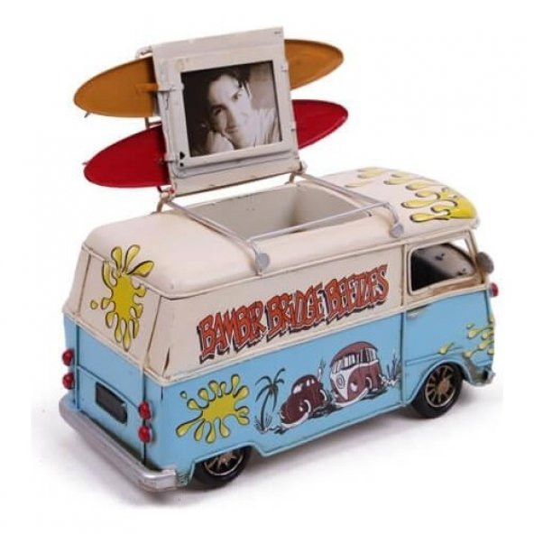 himarry Dekoratif Metal Minibüs Kalemlik ve Çerçeveli Hediyelik - 3