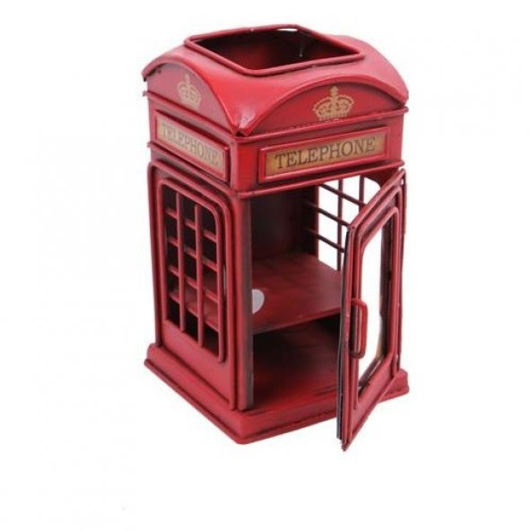 Dekoratif Metal Londra Telefon Kulübesi Kalemlik ve Çerçeveli - 2
