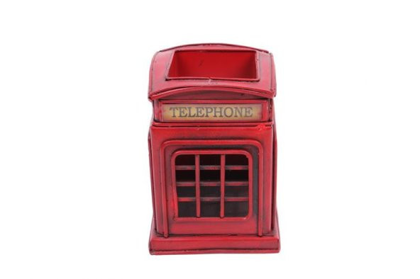 Dekoratif Metal Londra Telefon Kulübesi Kalemlik Vintage Hediyelik - 2