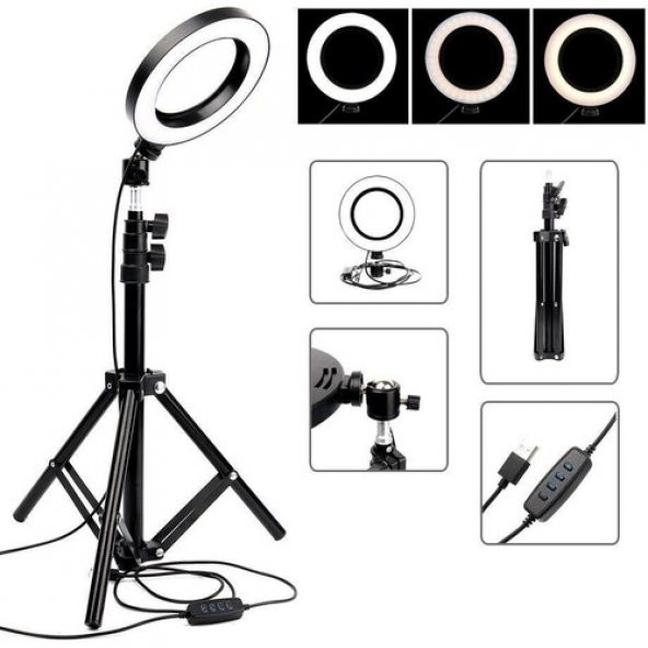 Selfie Led Işık 10inç Youtube,Makyaj,Kuaför 26cm-2m Stand - 2