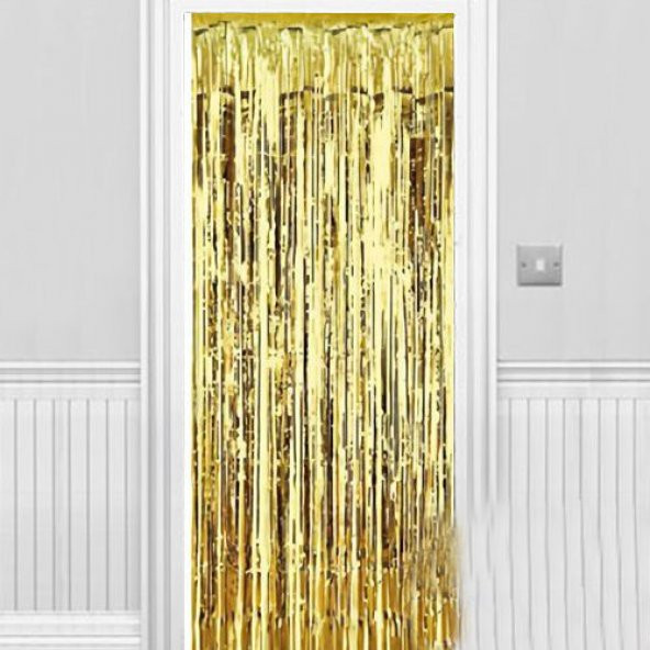 Parti Aksesuar Işıltılı Duvar ve Kapı Perdesi Gold 90x200 cm